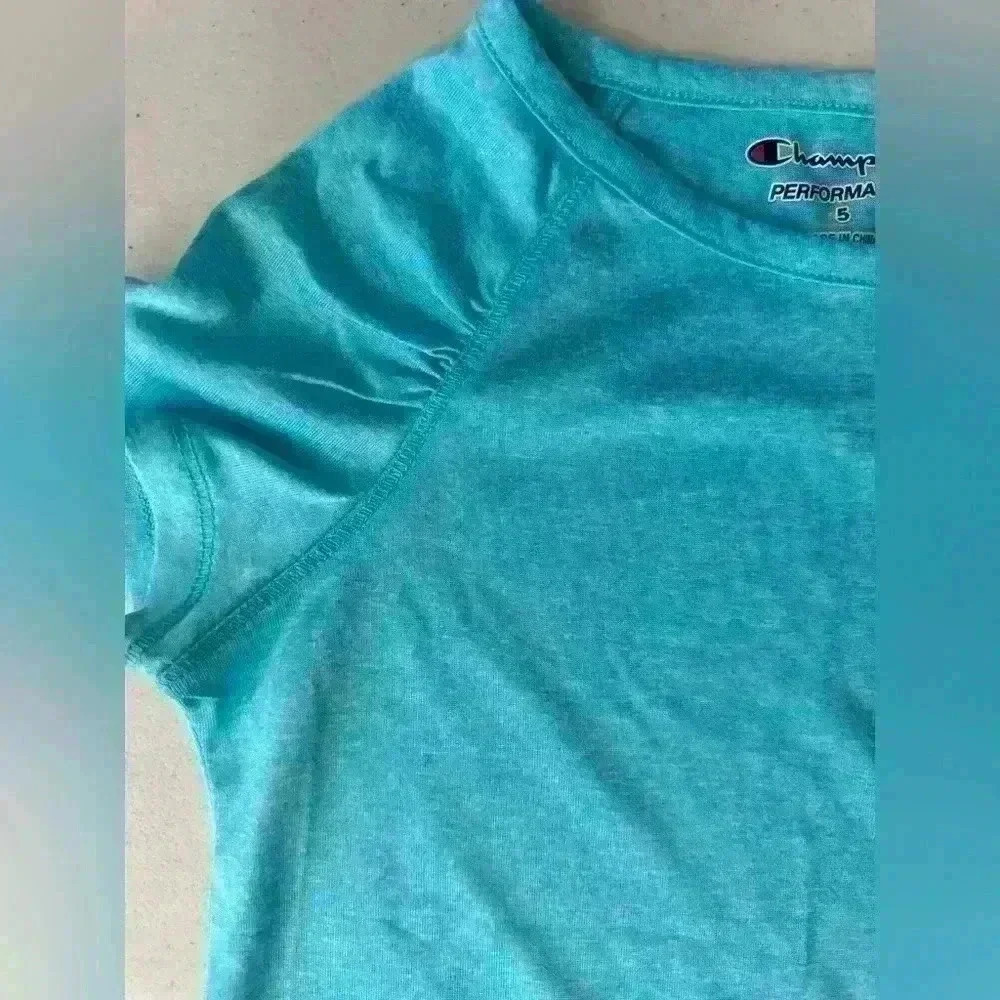 Champion Kids Core Performance T-Shirt Size 5 Blue Atoll Heather - Picture 4 of 6